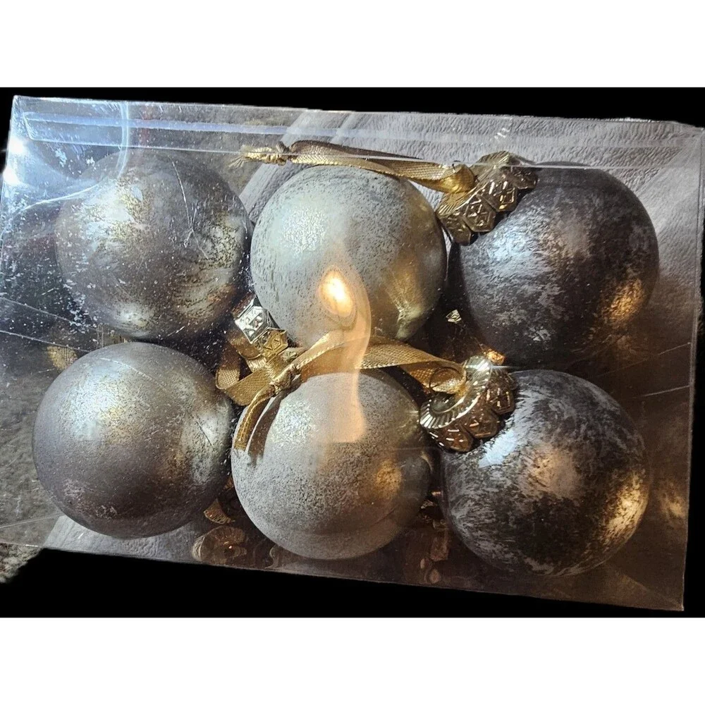 PullCrease 12 Pcs Neutral Textured Christmas Ball Ornaments 2.4 Inch